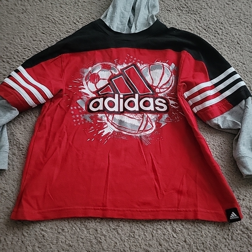Adidas Boy's Long Sleeve Shirt With Hood - Picture 2 of 10